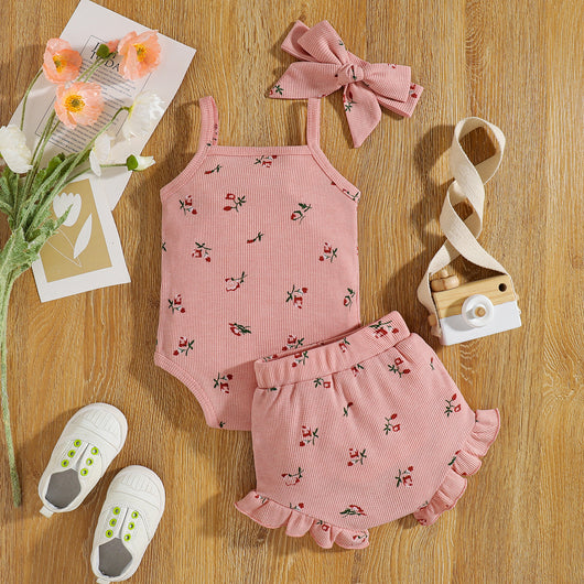 Conjunto de Tirantes Floral para Bebé - Set de 3 Piezas en Tela Waffle - Image 19
