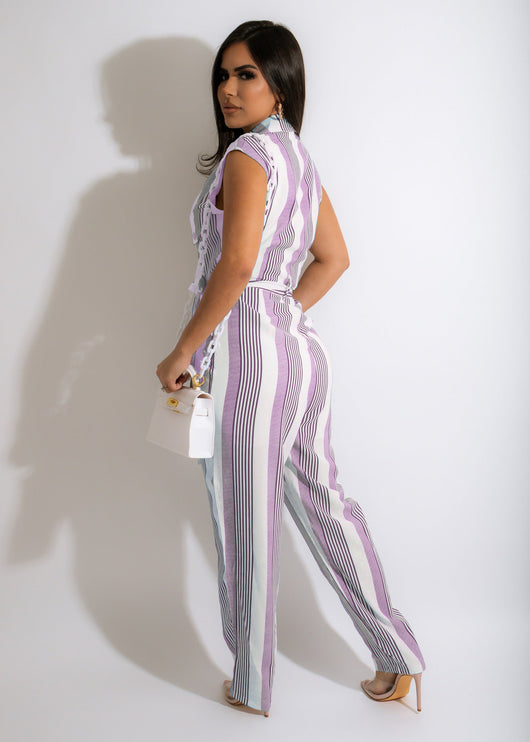 Jumpsuit para Mujer con Estampado de Rayas y Bloques de Color - Image 12