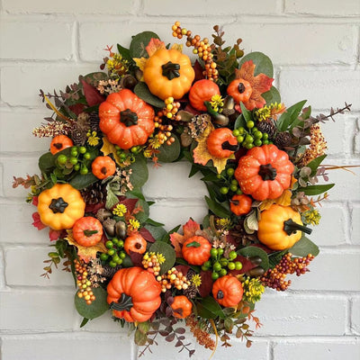Corona Decorativa Cosecha de Calabaza - Decoración Otoñal para Puerta Principal - Image 2