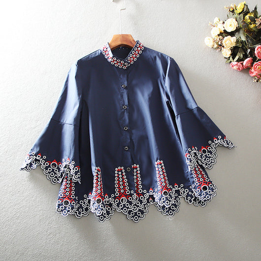 Blusa Corta Estilo Étnico con Volantes - Colección European Station
