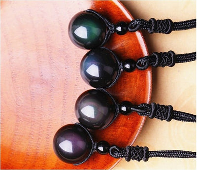 Collar Colgante de Obsidiana Arcoíris y Perla de la Suerte - Image 6