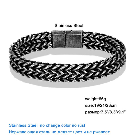 Pulsera Hombre Vintage Punk Cadena Doble Acero Inoxidable Negro - Image 8