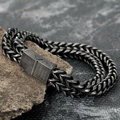 Pulsera Hombre Vintage Punk Cadena Doble Acero Inoxidable Negro - Image 11