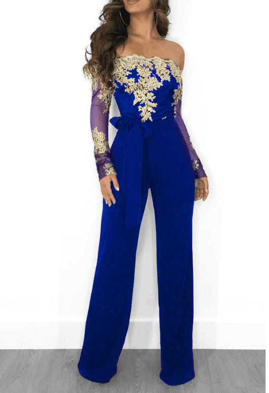 Jumpsuit de Pierna Ancha con Cuello de Encaje - Image 10