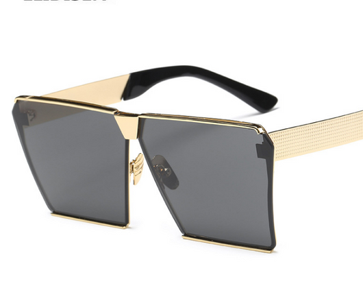 Silver-framed square polarized sunglasses with dark gray lenses and textured temples on a white background. - Image 13