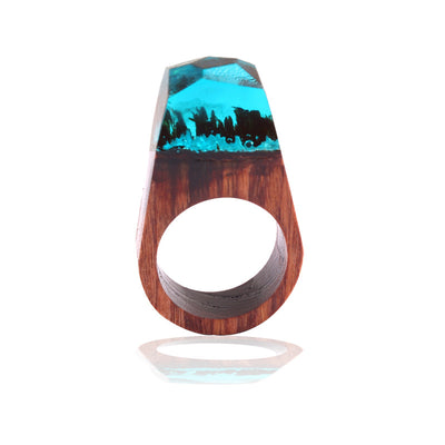 Anillo Étnico de Resina con Punta de Madera - Image 2