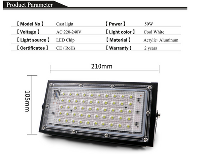 Reflector LED 50W Impermeable para Exterior - Iluminación de Paisaje y Seguridad - Image 11