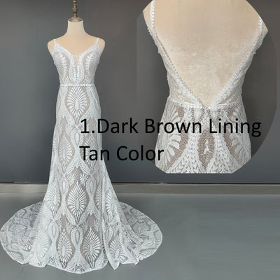 Vestido de Novia Bohemio con Escote V, Encaje y Tirantes Finos - Diseño Backless para Playa - Image 14