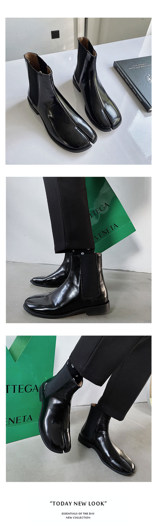 Zapatos de Cuero Charol con Punta Dividida para Hombre y Mujer - Image 7
