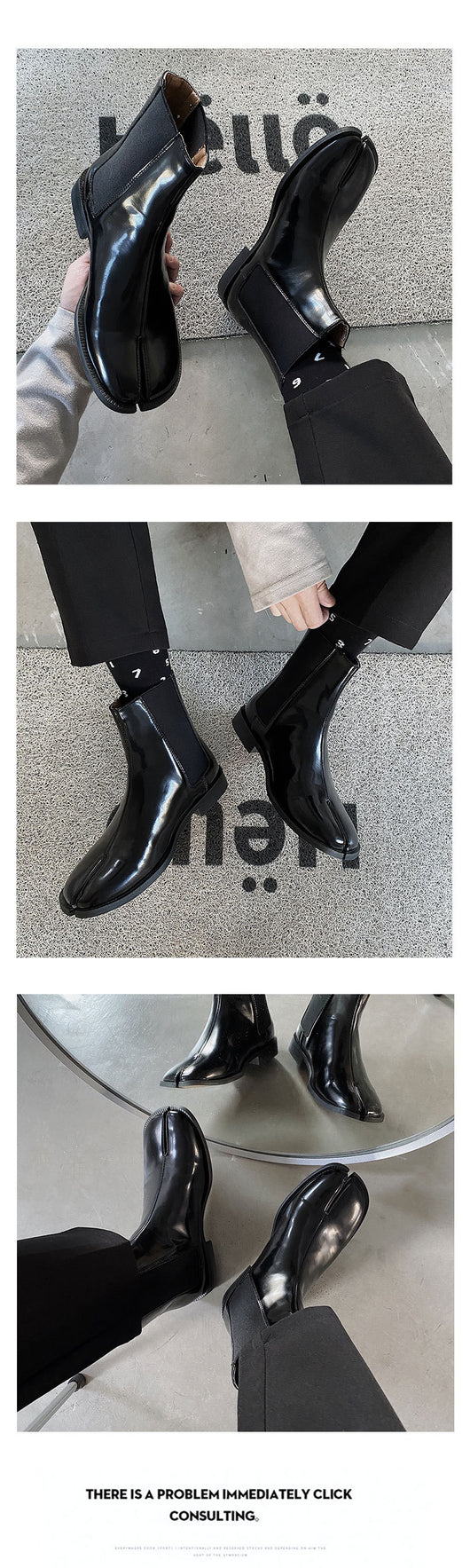 Zapatos de Cuero Charol con Punta Dividida para Hombre y Mujer - Image 8