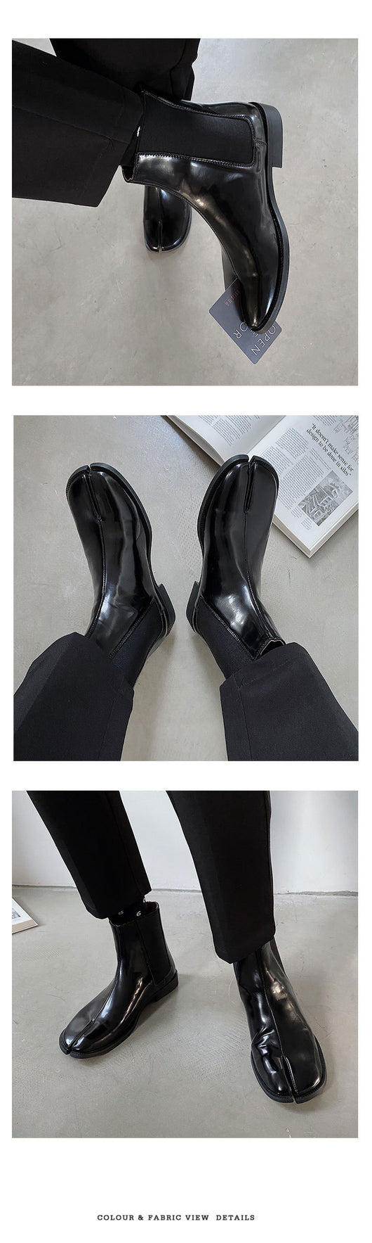Zapatos de Cuero Charol con Punta Dividida para Hombre y Mujer - Image 9
