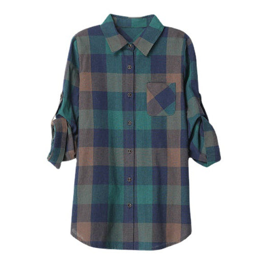Camisa Cuadriculada Manga Larga para Mujer - Corte Slim Elegante - Image 7
