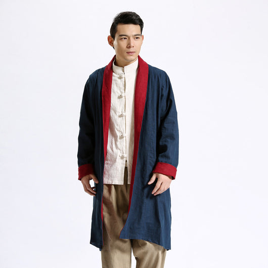Cardigan Largo de Lino Liso para Hombre - Image 27