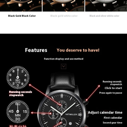 Reloj Empresarial Multifunción Estilo Coreano para Hombre - Image 21