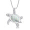 Fashion Plateado filled Azul opal sea turtle pendant necklace for women female Animal wedding ocean beach jewelry gift X