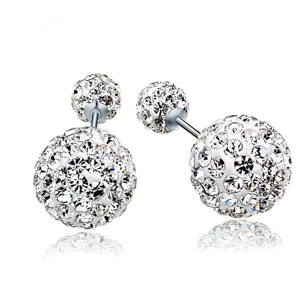 Aretes de Plata S925 con Cristales Austriacos Brillantes Doble Cara