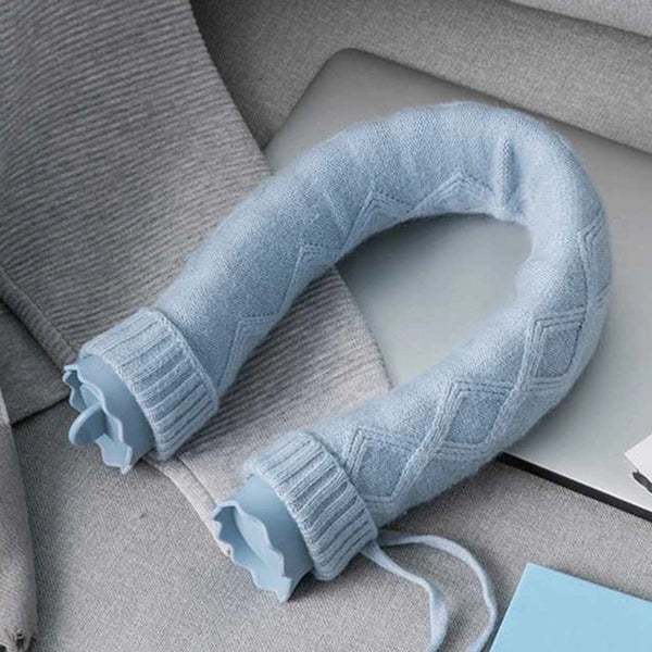 Bolsa Térmica de Silicona en Forma de U con Cobertor Tejido - Calentador de Cuello y Manos