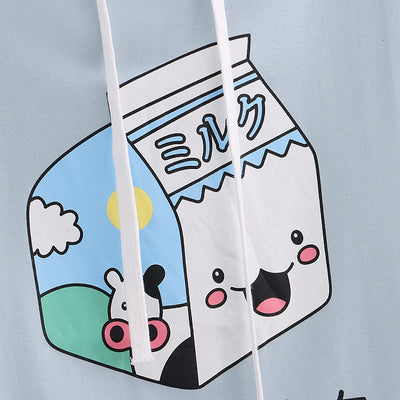 Sudadera con Capucha Estampado Cartón de Leche - Colorblock Manga Corta - Image 16