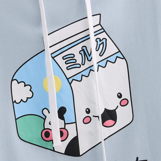 Sudadera con Capucha Estampado Cartón de Leche - Colorblock Manga Corta - Image 16