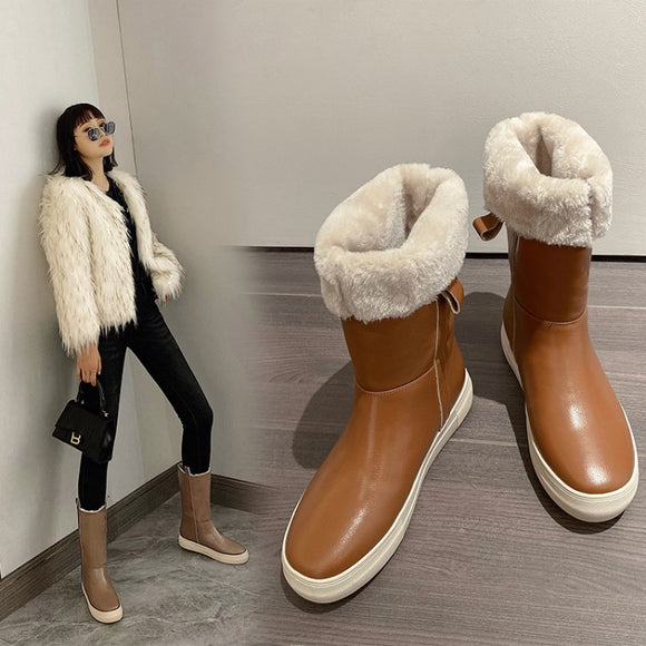 Botas de Nieve para Mujer con Forro de Peluche - Caña Media