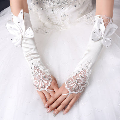 Guantes de Novia Encaje Hueco con Lazo Floral y Dedos Abiertos - Image 6