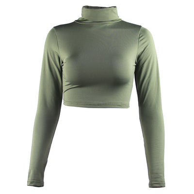 Crop Top Manga Larga Cuello Alto - Image 10