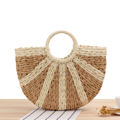 Bolsa de Playa Redonda Tejida a Mano - Bolso Cruzado de Ratán para Mujer - Image 85