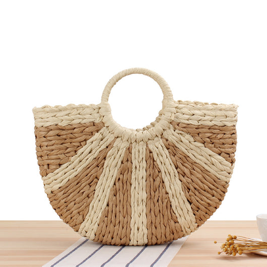 Bolsa de Playa Redonda Tejida a Mano - Bolso Cruzado de Ratán para Mujer - Image 85