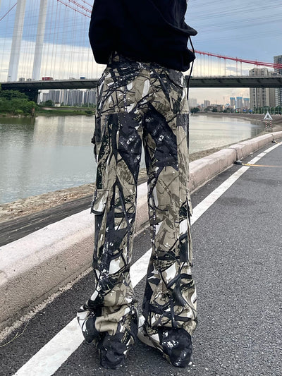 Pantalón Cargo Vintage Camo de Pierna Ancha con Bolsillos - Image 11