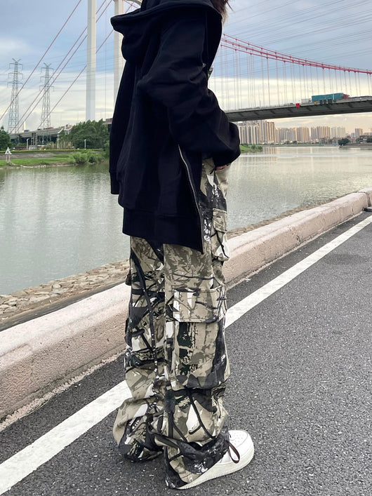 Pantalón Cargo Vintage Camo de Pierna Ancha con Bolsillos - Image 12
