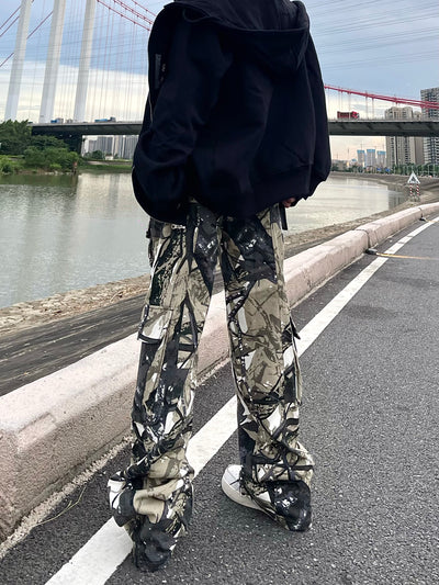 Pantalón Cargo Vintage Camo de Pierna Ancha con Bolsillos - Image 13