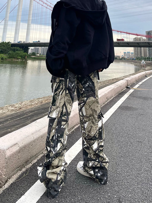 Pantalón Cargo Vintage Camo de Pierna Ancha con Bolsillos - Image 13