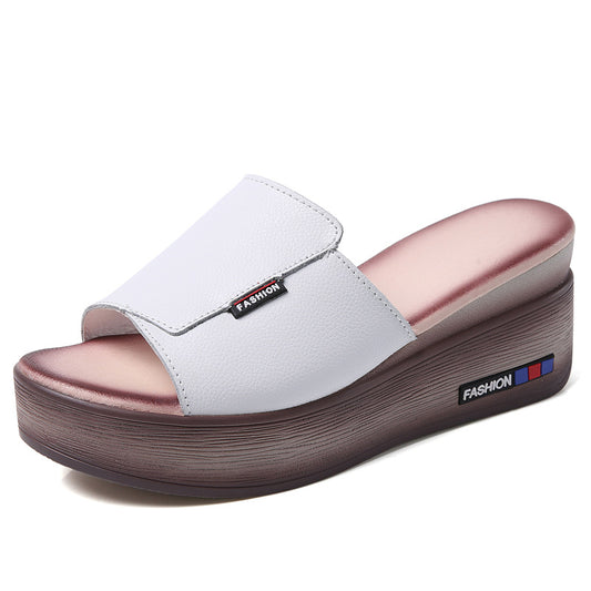 Sandalias de Plataforma en Cuero para Mujer
