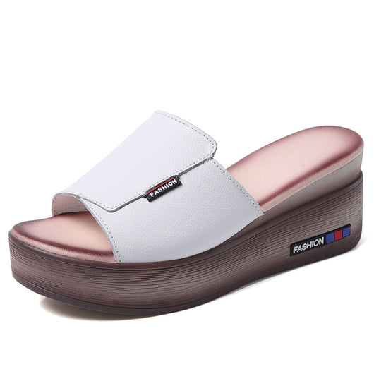 Sandalias de Plataforma en Cuero para Mujer