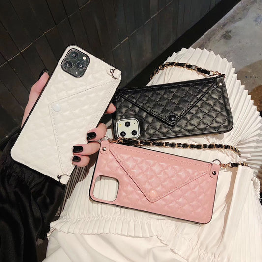 Funda de Cuero para Teléfono con Ranuras de Tarjeta y Cadena Xiaoxiangfeng