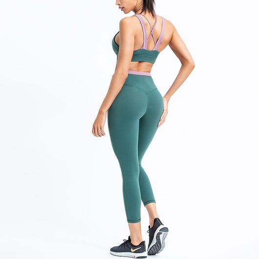 Conjunto Deportivo Yoga Mujer Ajustado Bicolor - Image 5
