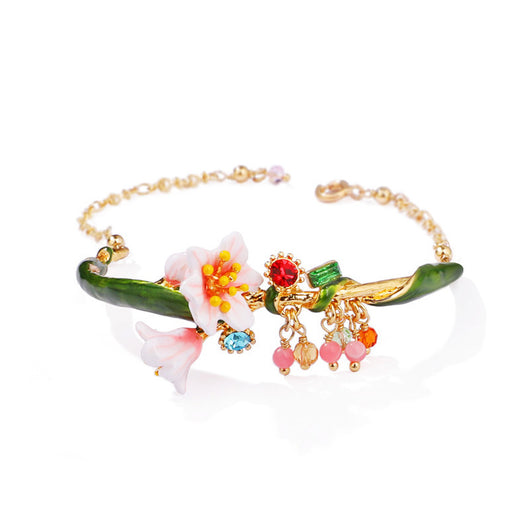 Pulsera Ajustable de Esmalte Pintada a Mano - Flores del Bosque Francés - Image 10