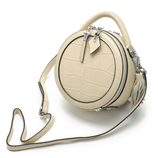 Bolso Redondo de Cuero para Mujer - Mensajero Compacto - Image 11
