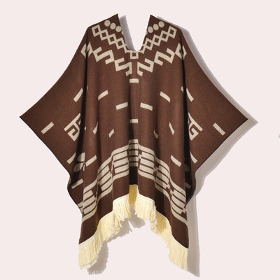 Poncho Denim Estilo Western con Flecos - Abrigo Cálido Unisex para Exteriores - Image 80