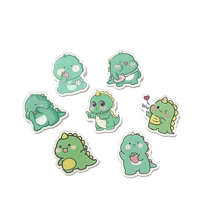 Cute green cartoon dinosaur acrylic badge brooch with a shy expression and small spikes on its back. - Image 5