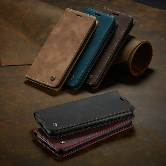Funda Magnética Anti-caídas con Flip de Cuero Premium