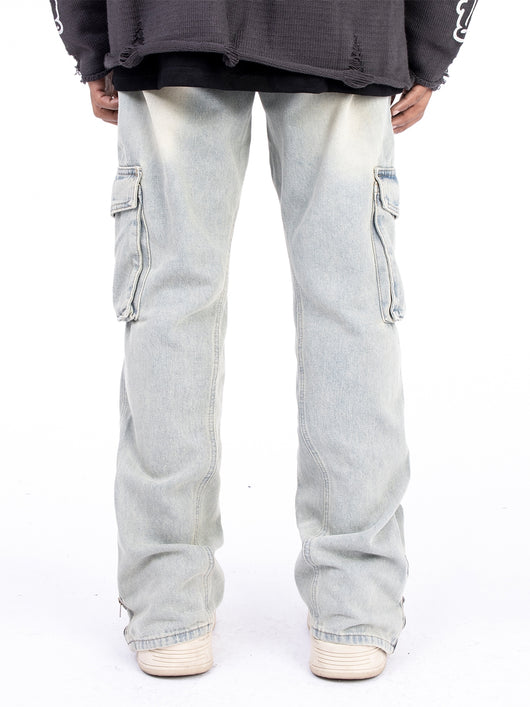 Pantalones Vaqueros Vintage Lavados con Cierre en Bota - Estilo Americano Casual - Image 8