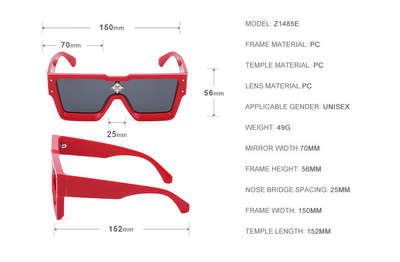 Black large frame square sunglasses with dark lenses and a gold star-shaped embellishment on the bridge. - Image 19