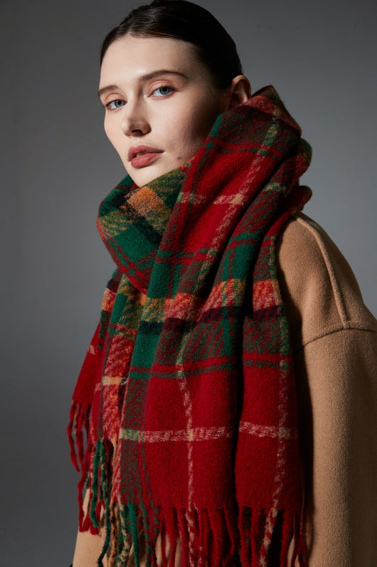 Bufanda Escocesa Roja y Verde - Estilo Europeo y Americano - Image 8