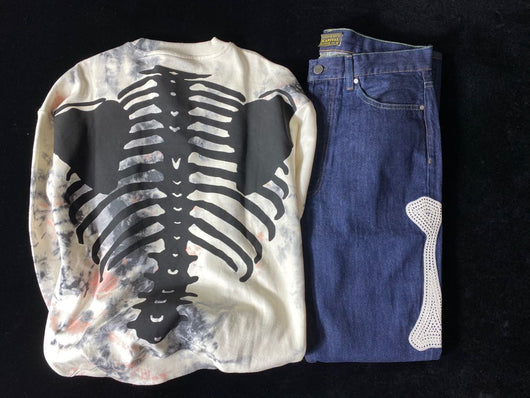 Suéter para parejas con estampado tie-dye y huesos - Image 2