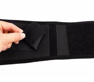 Beige magnetic posture correction belt worn on a woman's back over a black top, showing shoulder and waist support. - Image 3