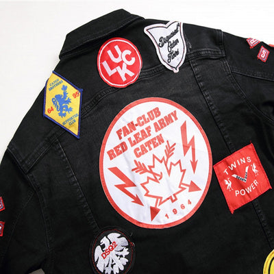 Chaqueta Denim Punk Negra para Hombre con Bordados - Image 9
