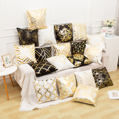 Fundas de Cojín Decorativas Blanco y Dorado Elegantes