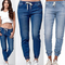 Jeans Skinny Mujer Efecto Teñido - Cintura Alta Ajustable