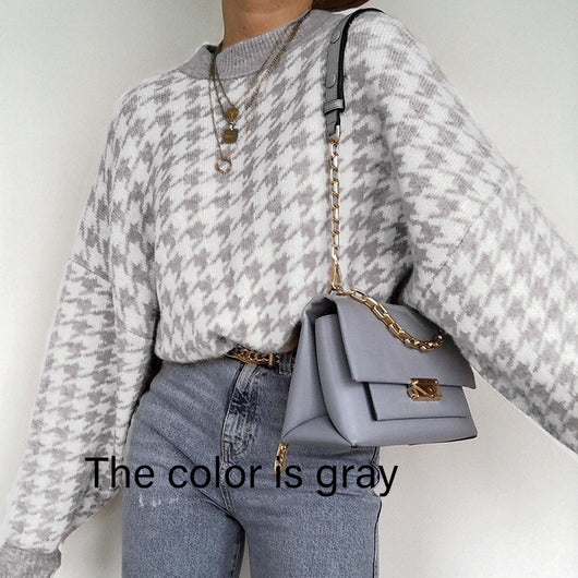 Suéter de Cuello Redondo con Contraste Geométrico para Mujer - Image 13